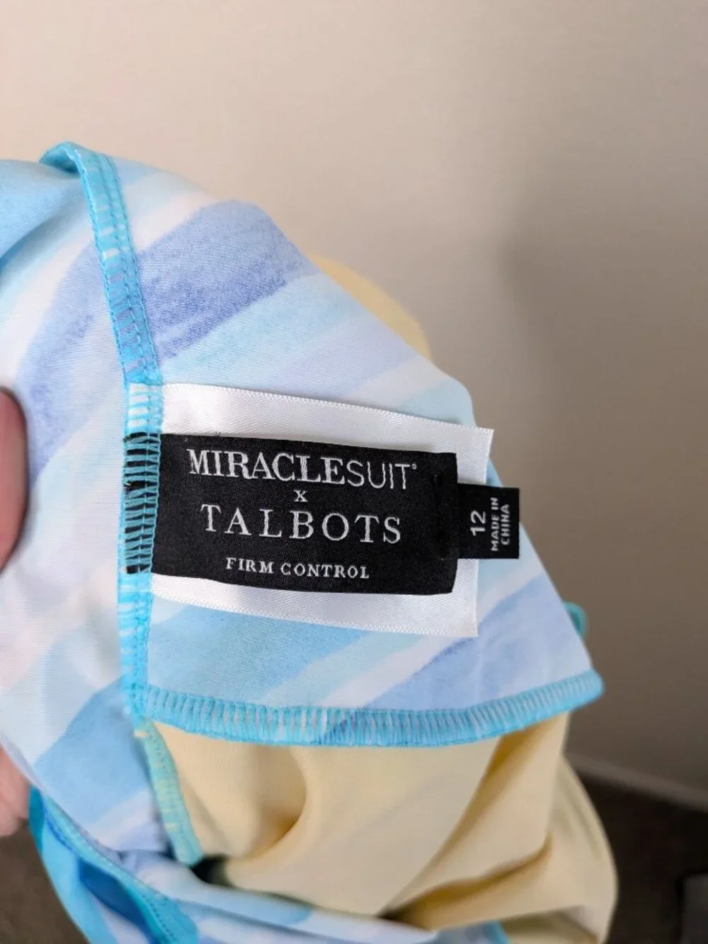 Talbots X Miraclesuit Womens Size 12 Blue Stripe One-Piece Swimsuit Firm Control